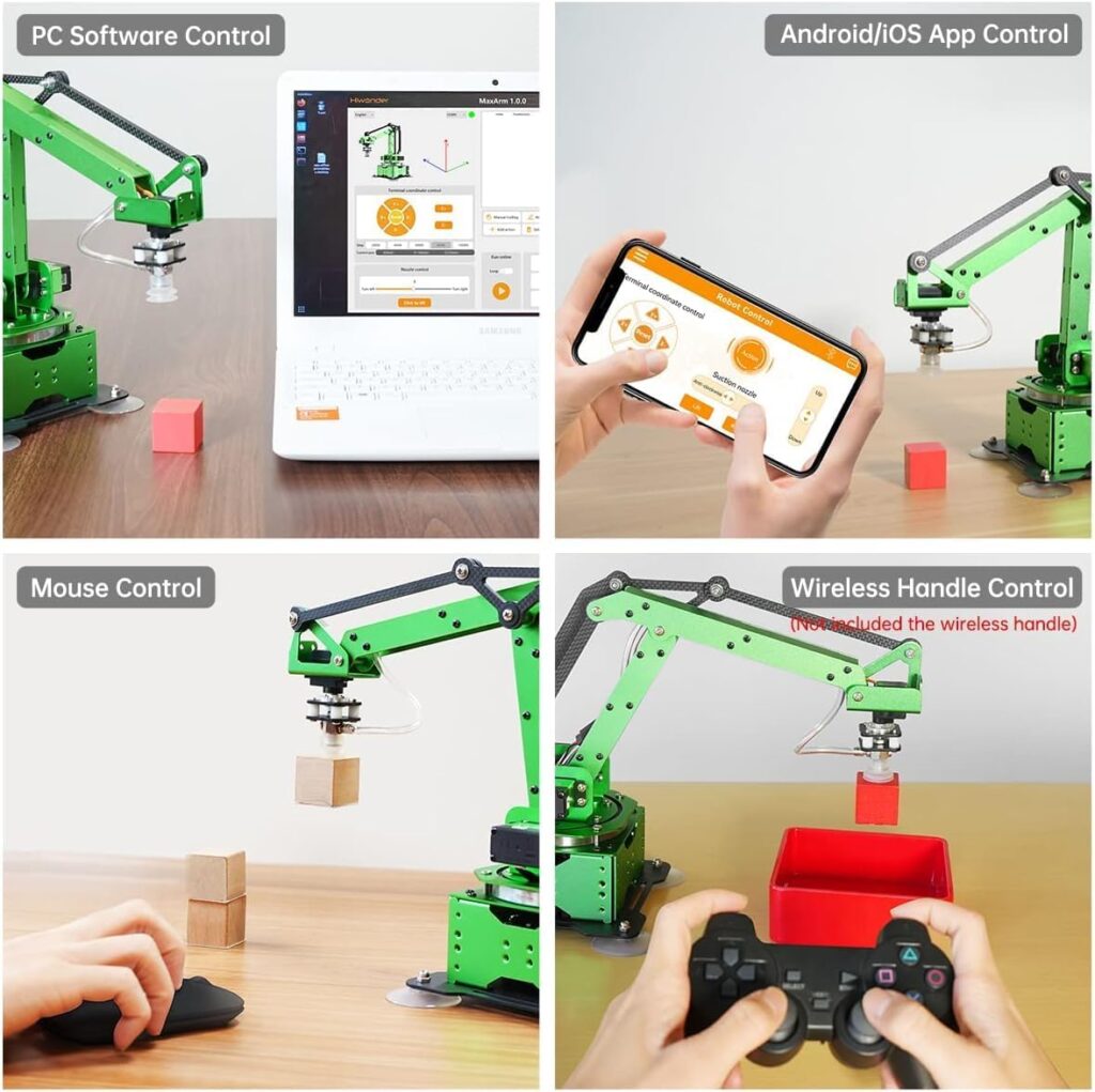 AI Vision Robotic Arm Kit, MaxArm ESP32 Open Source WiFi Bluetooth Connect Smart Robot Arm with Sensor PS2 Wireless Controllers, Python  Arduino Programming Science Education, Advanced Kit