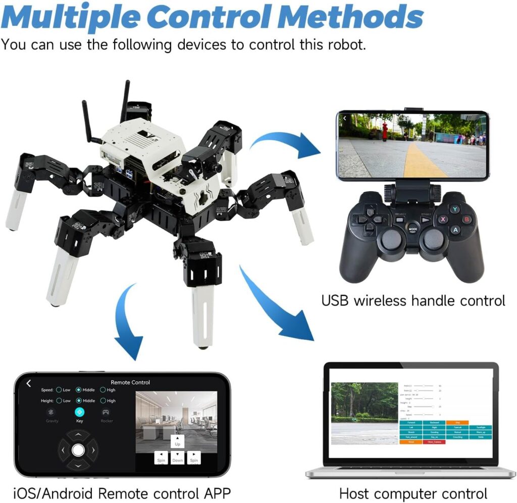 Based on Raspberry Pi or Jetson Nano Hexapod Robot Programming Kit 18 Degrees of Freedom Bionic AI Visual Recognition (Without, Jetson Nano)