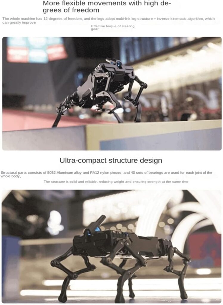 Robot Dog Bionic Quadruped Robot Dog, Unassembled Robot Face Recognition Open Source Maker Programming Education ESP32 Robot Toys (Color : Set A, Size : Robot Dog)