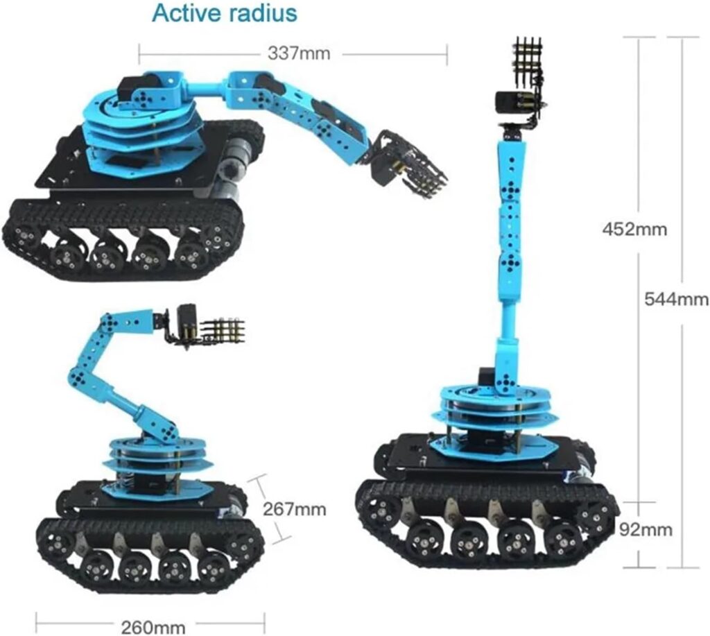 CIRONI Robotic Arm 6 DOF Robot Arm RC Tracked Robot, TS100 Smart Tank Car Educational Tank Chassis Robot Arm Kits