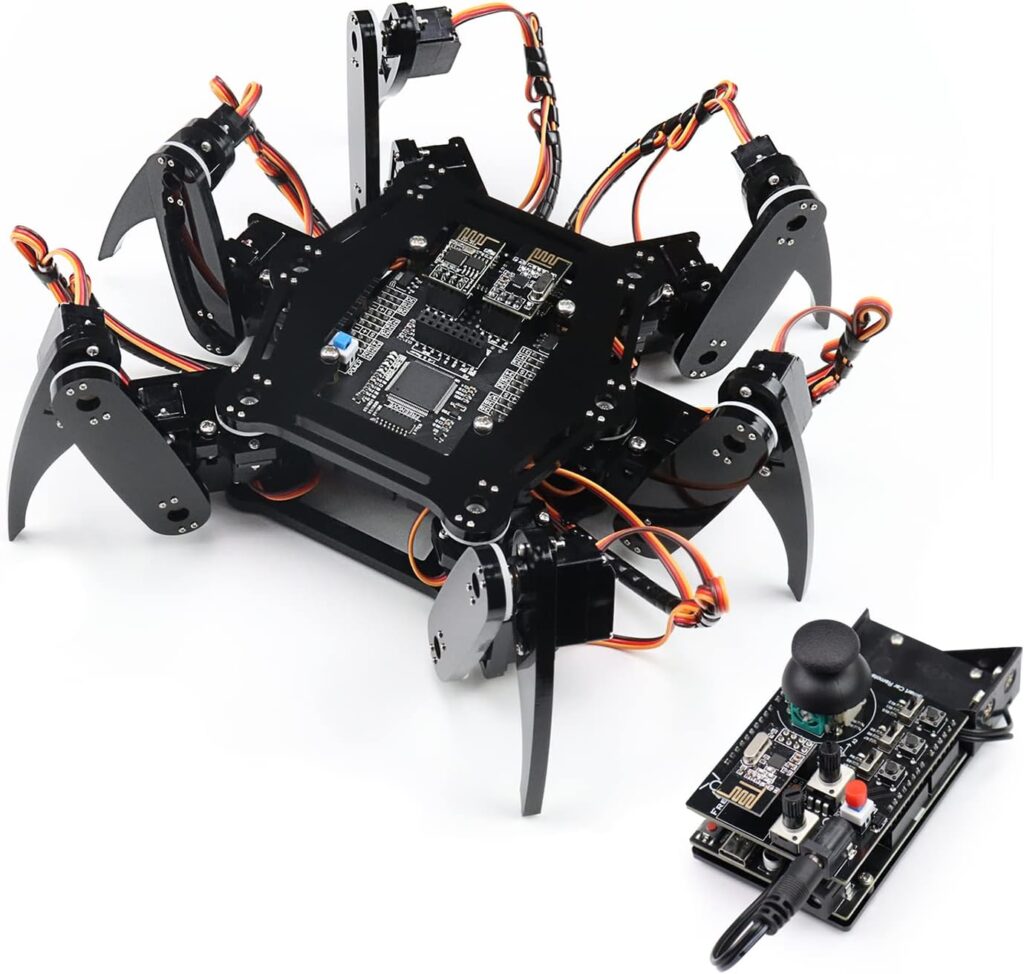 FREENOVE Hexapod Robot Kit with Remote (Compatible with Arduino IDE), App Remote Control, Walking Crawling Twisting Servo STEM Project