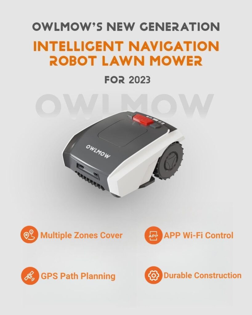 OWLMOW Automatic Robot Lawn Mower with GPS Navigation, Mows Up to 2/3 Acre /29,000 Sq.Ft, APP Control with Schedule, Stoppage Re-Cutting, Custom Mowing, GPS Anti-Theft, Self-Charging, IPX5